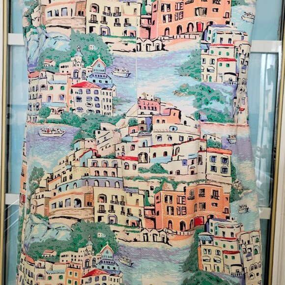 Talbots Sleeveless Shift Dress 10P Scenic‎ Village Italy City Lined Prep Cruise - Picture 5 of 10